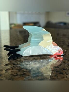 Bird Hair Clip in Pastel Blue, Cream & Black